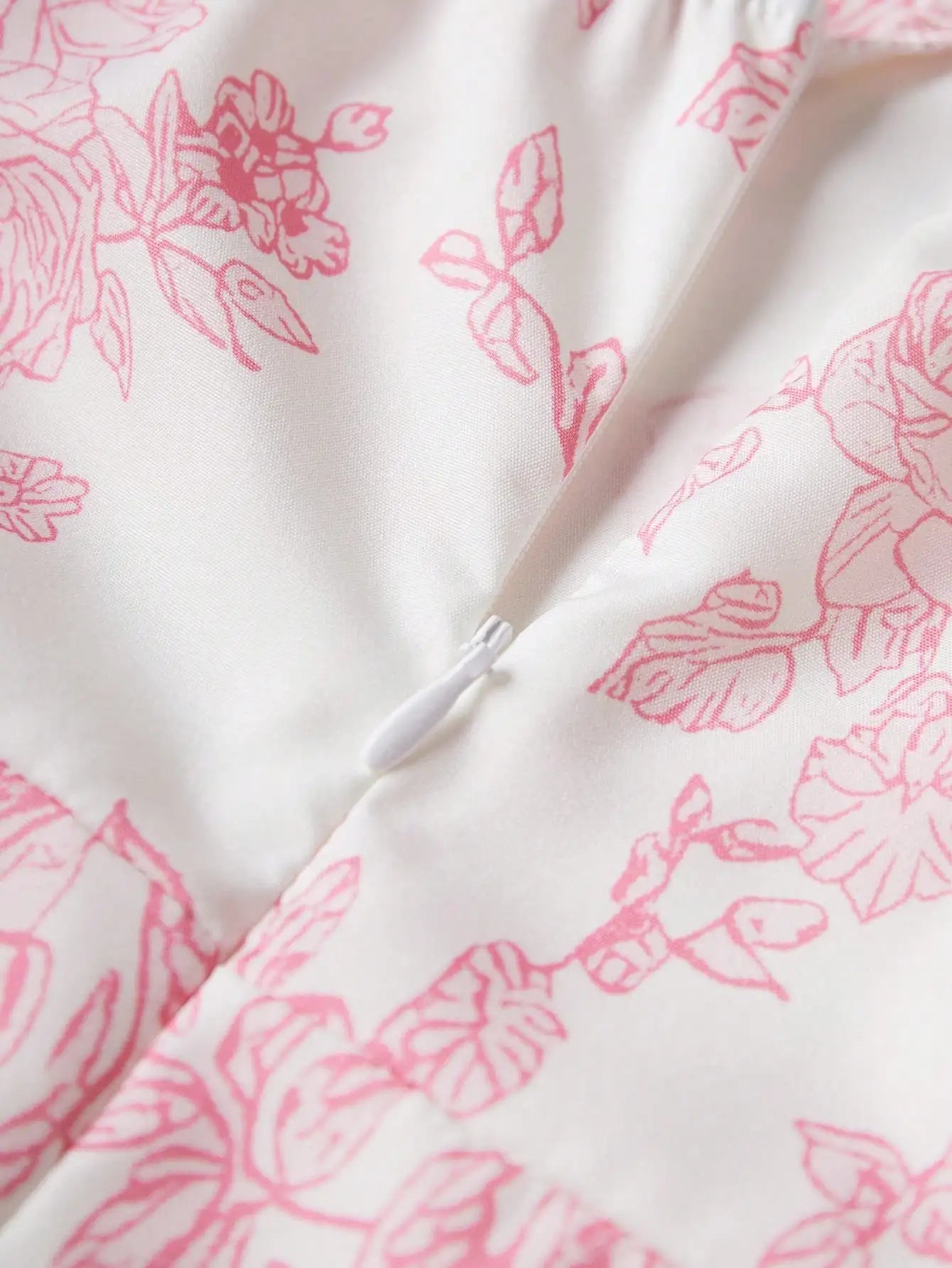 Blush Pink Floral Dress With Thin Straps And Flared Waist
