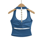 Midnight Y2K Backless Chain Cutout Strapless Tank Top