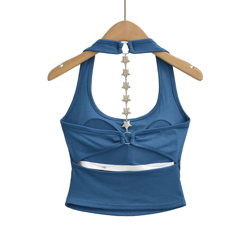 Midnight Y2K Backless Chain Cutout Strapless Tank Top