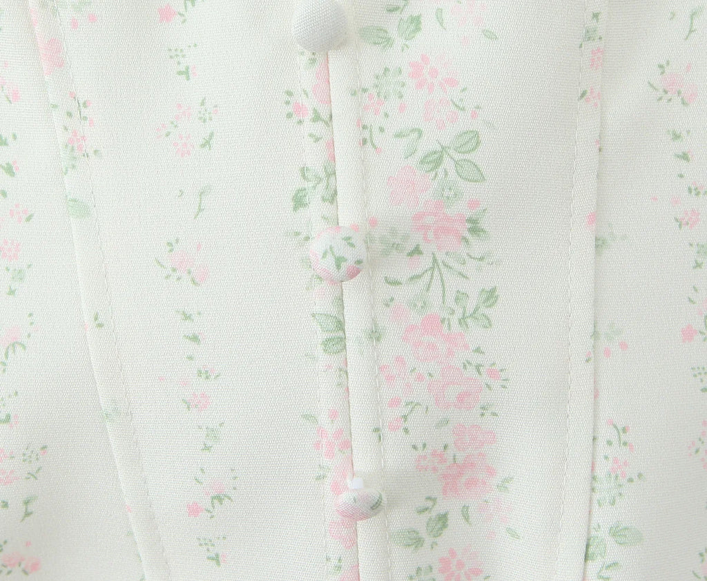 Vintage Sweet Floral Print Mini Dress Set Strapless Crop Top Bodycon Skirts Outfit