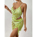 Hollow Out Skirt Crochet Knitted 2 Pieces Suits Cover Up