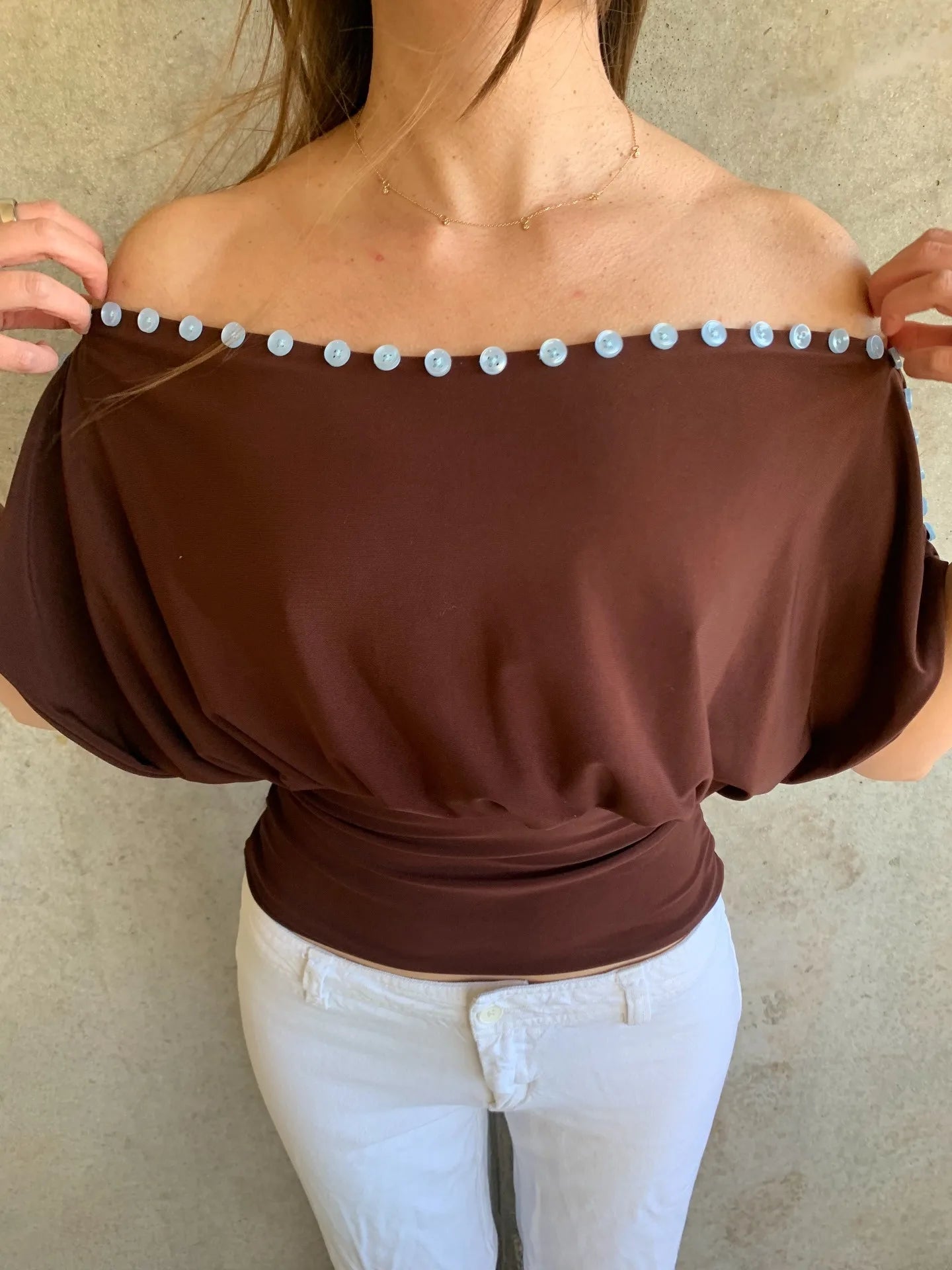 Women's Ruched O-Neck Top