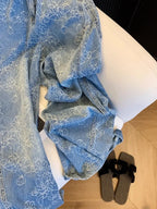 Embroidered Denim Wide Leg Jeans With Loose Fit