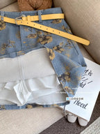 Retro Tie-Dye Denim A-Line Skirt With High Waist