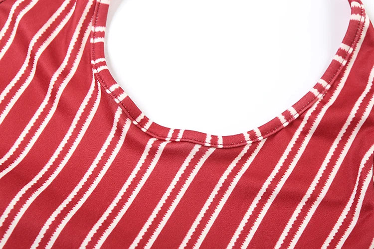 Bold Stripe Halter Two Piece Beach Vacation Outfit