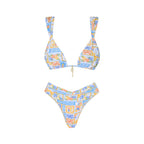 Paisley Print Bandeau Bikini Set With Sarong Cover Up 3Pcs For Women Beach Vacations