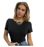 Backless Lace Up Tee With Hollow Out Detailing