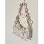 Fairycore Floral Canvas Shoulder Bags With Drawstring