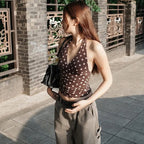 Polka Dot Off Shoulder Backless Camisole Tank Top
