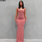 Women's Satin Sleeveless Backless Slim Maxi Dress