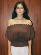 Off Shoulder Button Top Multi Way Wear Slim Fit Cropped