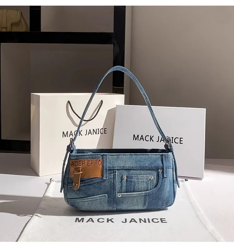 Denim Square Bag For Women Casual Chic Shoulder Messenger Purse With Modern Flair