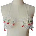 Cherry Gemstone Crystal Body Chain Bikini Top Bralette