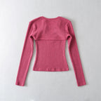 Crop T Shirt O neck Crop top Full Sleeve Chain Buckle Cape T-shirt Camis with Tee