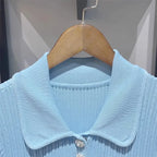 Polo Neck Knit Dress With Elastic Slim Fit And Multi Pocket Wrapped Hip Skirt