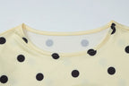 Yellow Dot Print O Neck Long Sleeve Tee Slim Fit Retro Streetwear