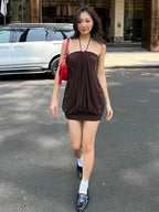 Sexy Halter Backless Mini Dress Ruched