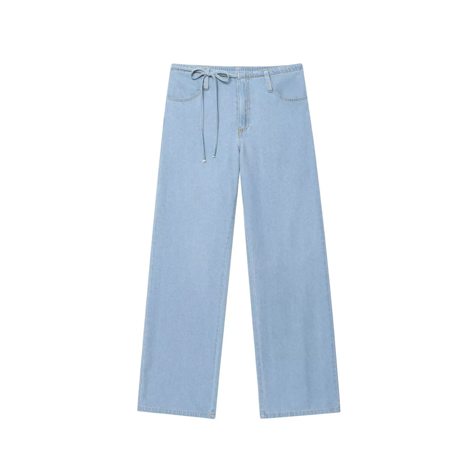Two-piece Set For Women With Backless Top And Casual Cowboy Pants Ensemble