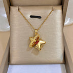 Openable Star And Heart Zircon Necklace In Stainless Steel Romantic Womens Jewelry