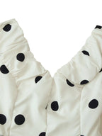 Long Polka Dot Skirt Set With Cropped Puffy Sleeveless Top