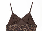 Vintage Leopard Print Mesh Long Skirt With Empire Waist Flowy Tulle