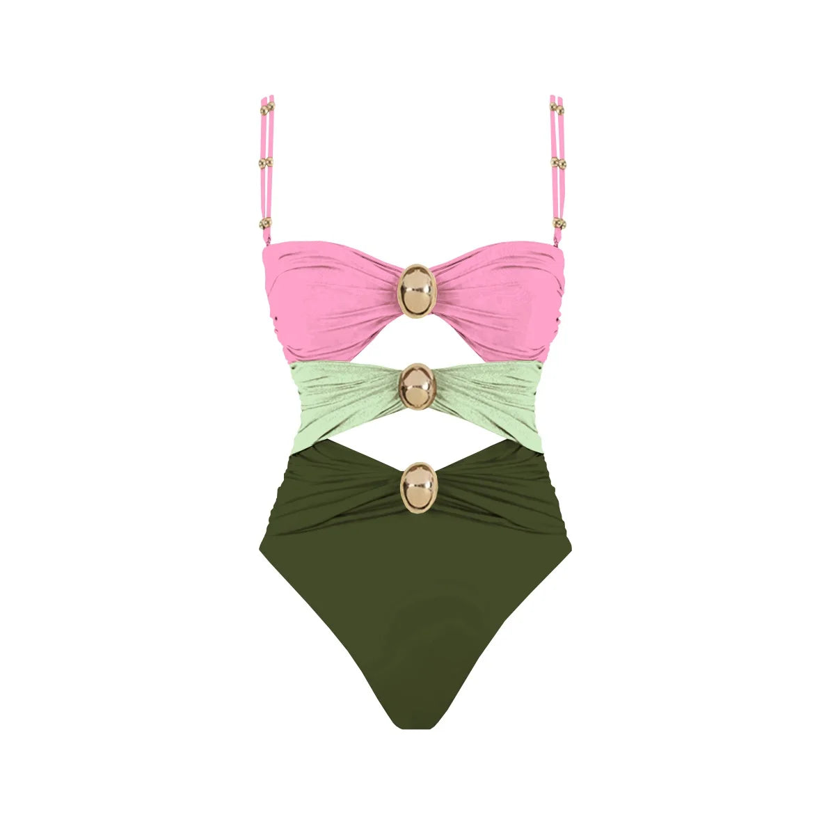 Off Shoulder Patchwork Belted One Piece Swimsuit With Cover Up for Beachside