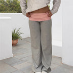 Relaxed Contrast Trim Elastic-Waist Straight-Leg Lounger Pants