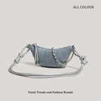Denim Blue Crossbody Bag For Women With Harajuku Street Flair And Modern High Street Style
