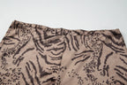 Tiger Print Halter Top Beachwear Set With Backless Detail And Lace Up Slim Fit Shorts