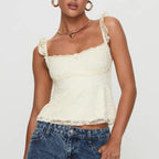 Fashion Women's Lace Floral Patchwork Cami Tops Sleeveless Open Back Low Cut