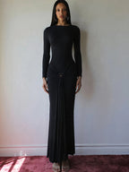 Ruched Maxi Dress For Women Chic Bodycon With Long Sleeves