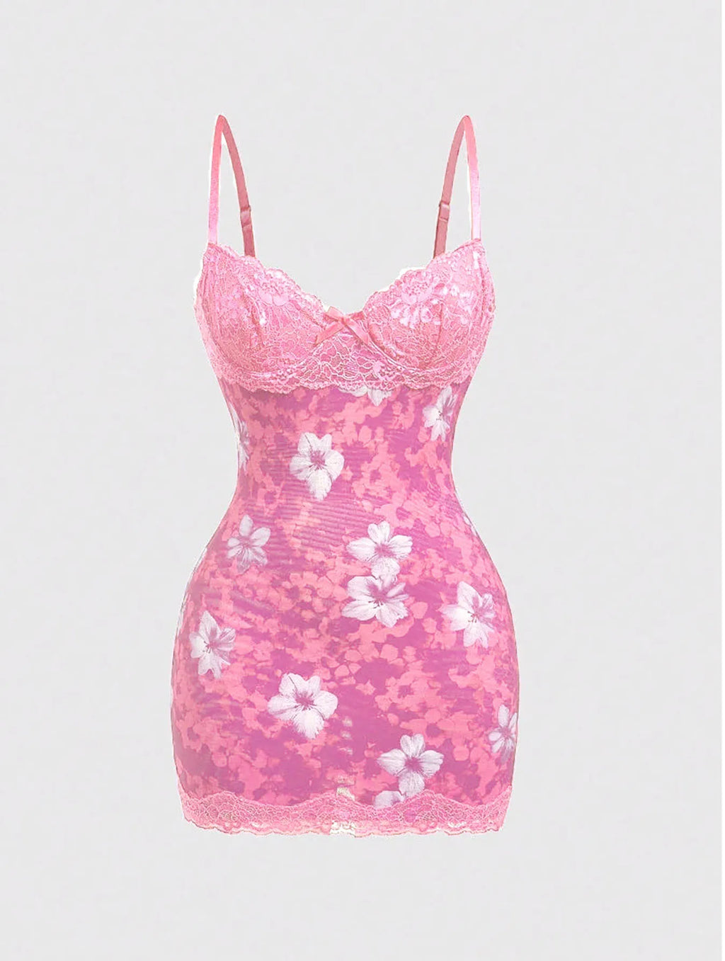 Lace Mini Dress With Spaghetti Straps High Waist Backless Retro Print