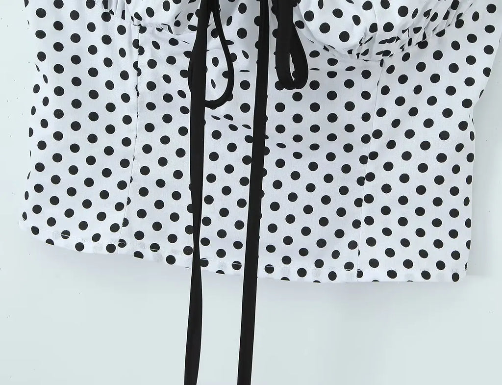 Sexy Sweet Girl Plaid Polka Dot Camis Cotton Top