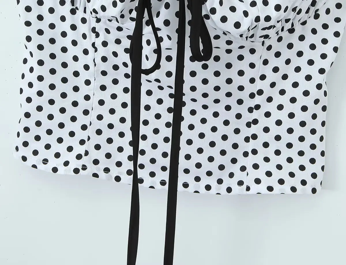Sexy Sweet Girl Plaid Polka Dot Camis Cotton Top