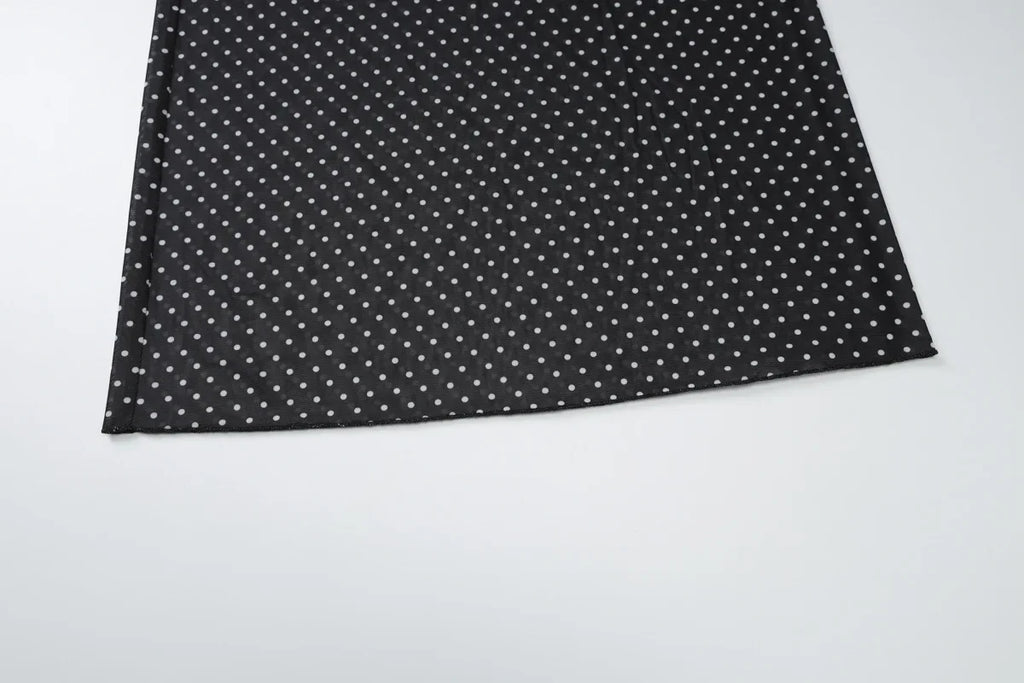 Vintage Polka Dot Dress Set With See Through Top And Long Skirt For Summer Parties