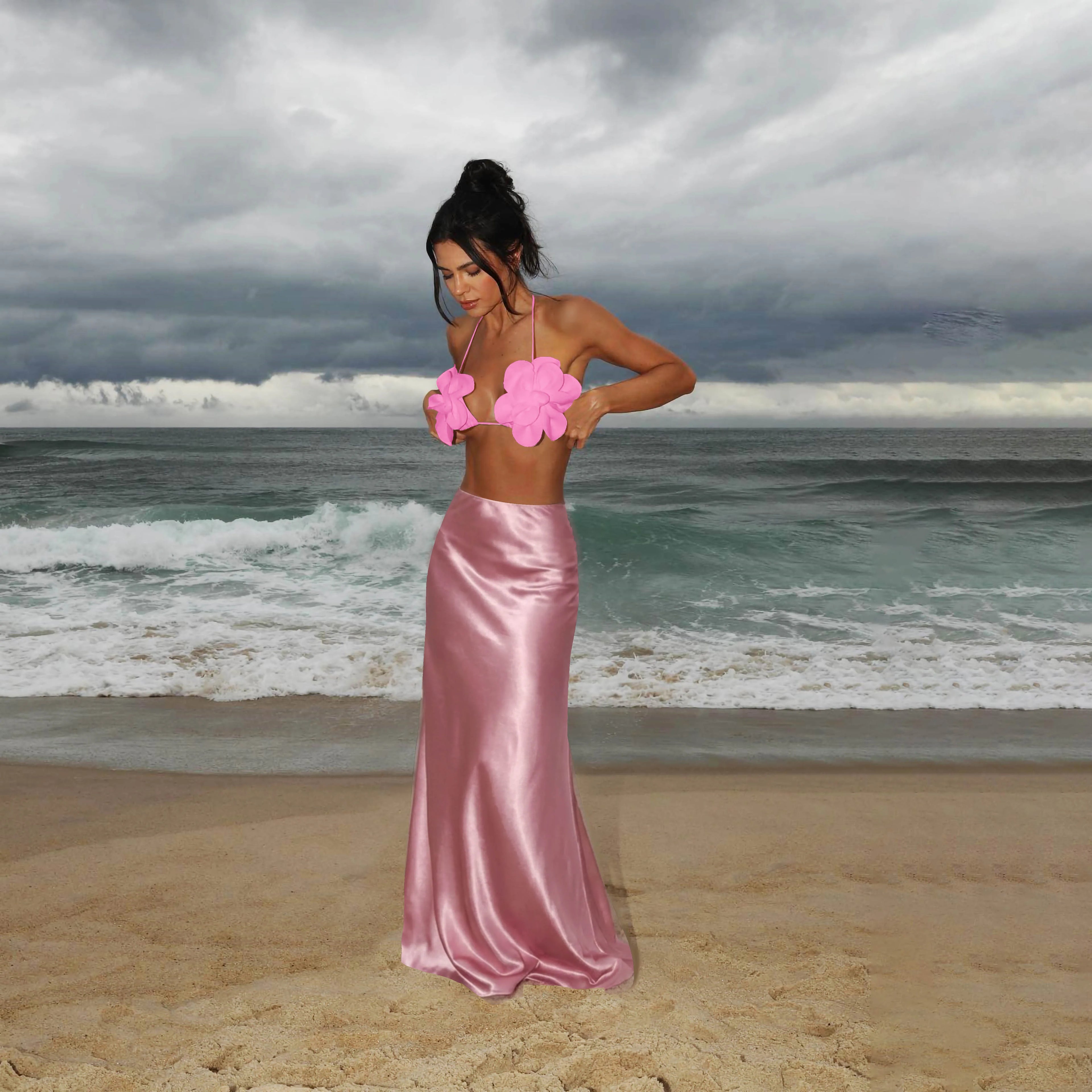 Three Piece Bandage Bikini With Skirt Bathing Suit For Women Brazilian Style A Line Skirt Summer Swimwear