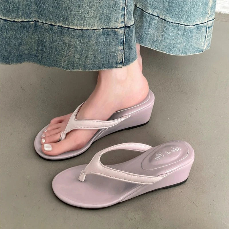 Women Slides With Non Slip Grip Clip Toe Comfort Elevated Street Style