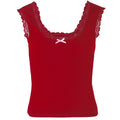 Gothic Red Lace Crop Top Backless U Neck Sleeveless Knit
