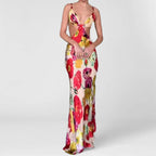 Romantic Garden Party Floral Maxi Dress With V Neckline