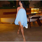 Halter Ruffles Dress Strapless Sleeveless Backless