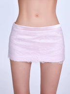 Sweet 2-Piece Set Women Patchwork Bow Decoration Low-Neck Camisole+Jacquard Mini Skirt