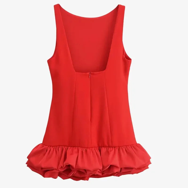 Backless Ruffle Mini Dress Sleeveless Bodycon Party Outfit
