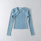 Crop T Shirt O neck Crop top Full Sleeve Chain Buckle Cape T-shirt Camis with Tee