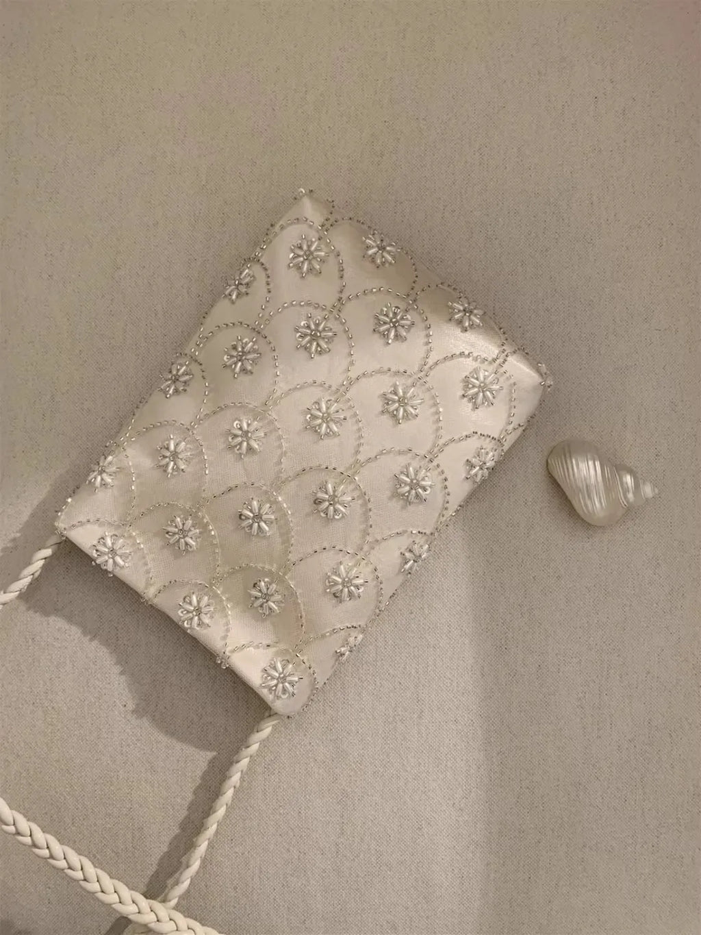 Sweet And Elegant Beaded Embroidered Party Bag With Delicate Shoulder Crossbody Strap