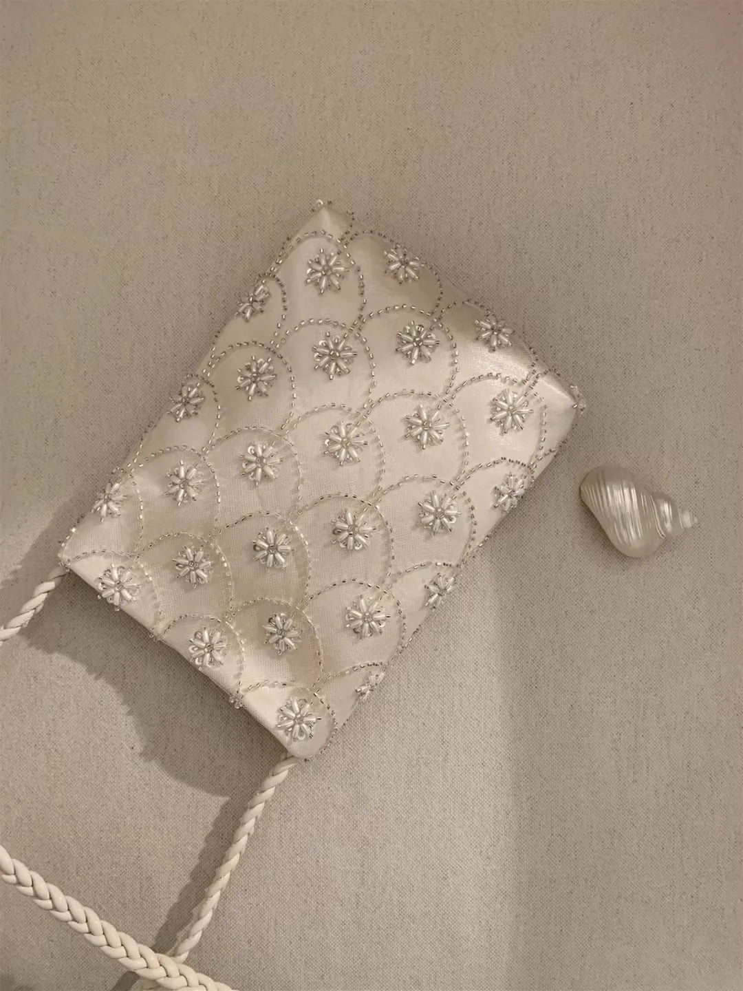 Sweet And Elegant Beaded Embroidered Party Bag With Delicate Shoulder Crossbody Strap