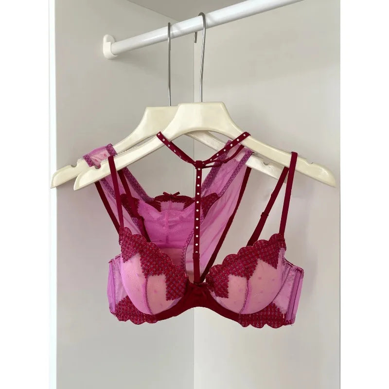 French Embroidered Romance Push Up Bra Set With Steel Ring Delicate Lace And Seductive Coverage