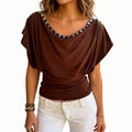 Women's Ruched O-Neck Top