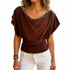 Women's Ruched O-Neck Top