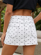 High Waist Mini Skirt With Dots Print Detail For Women Streetwear