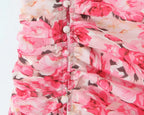 Boho Floral Print 2 Pieces Skirts Set Holiday Summer Women Sexy Backless Halter Top + Mini Skirt